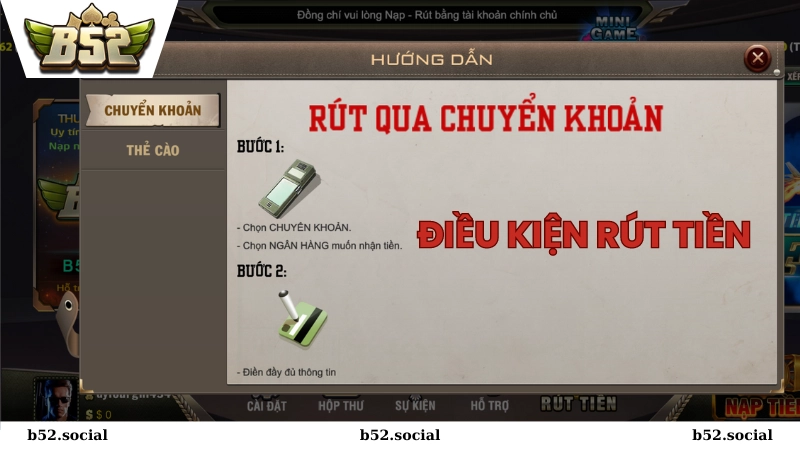 Điều kiện rút tiền B52 Club
